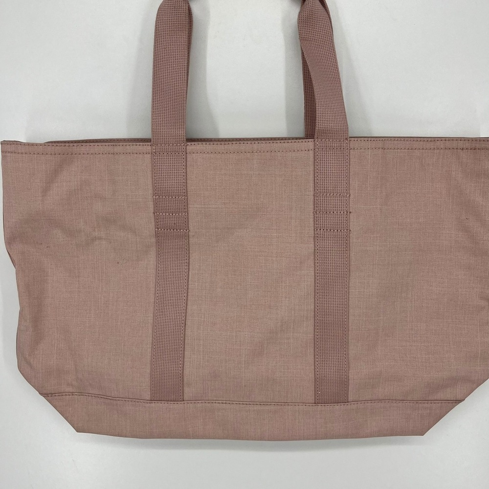 Banana Republic Mauve Pink Canvas Zip Top Tote Bag with Leather Handle Accents - Picture 9 of 12